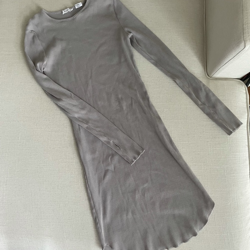 Privilege ribbed raw hem dress